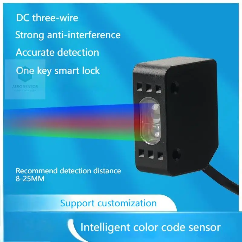 Color Sensor Mark Sensor RGB Light Source NPN PNP 8-35MM Sensing Range, With Digital Number Display