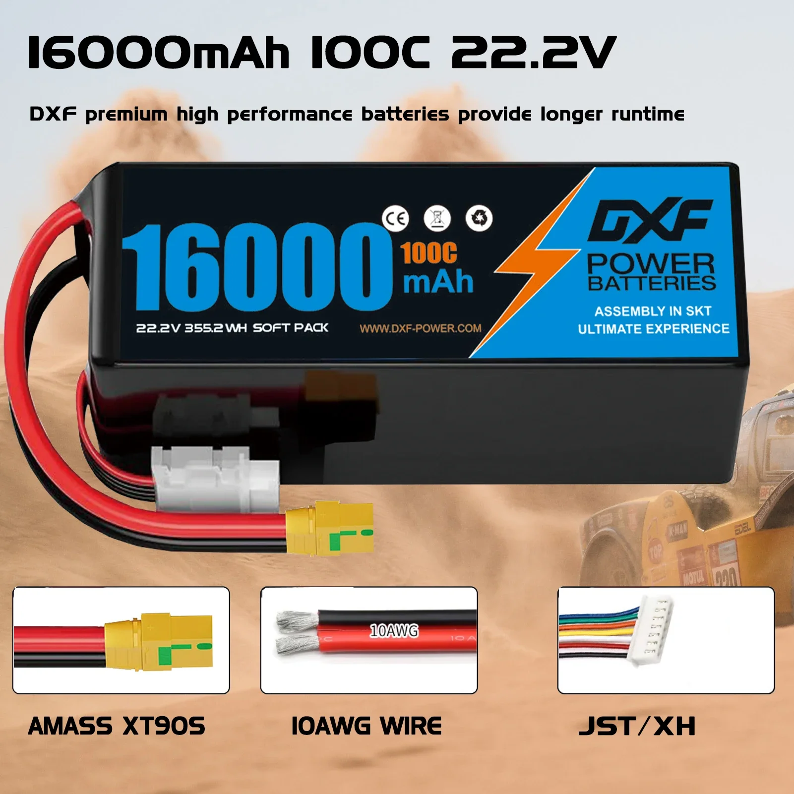 16000mAh 6S Lipo Battery 22.2V 100C 3S 7200mAh with EC5 XT90 XT60 TRX Plug For RC Helicopter Drone UAV FPV Boat Tank