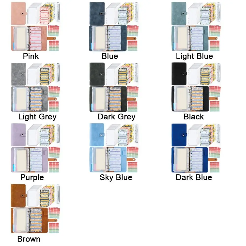 PU A6 Soft Budget Binder Planner 6 Hole Binder Pockets Colorful A6 Handbook Storage Bag Savings Money