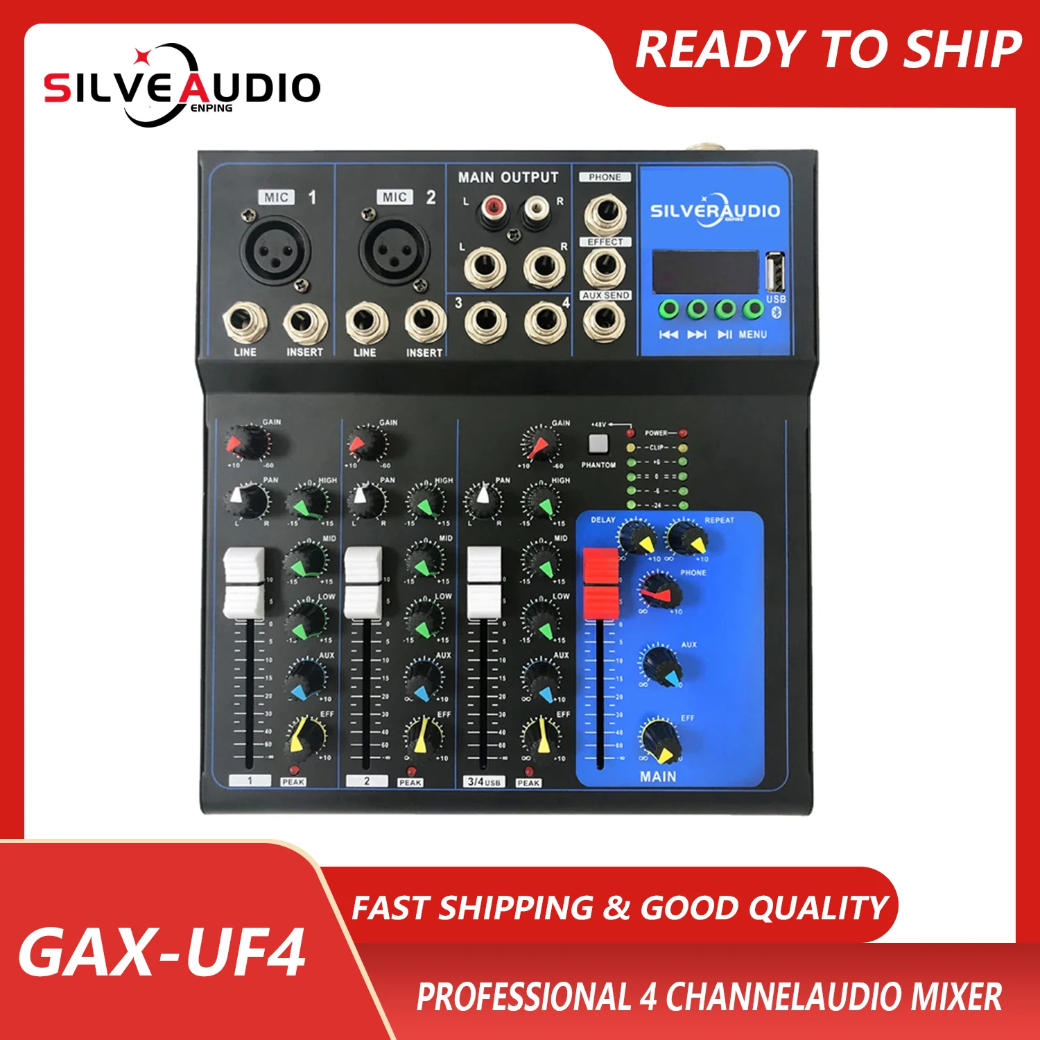 

GAX-UF4 Professional USB Interface 4-channel Mini Mixer Suitable for Home Karaoke Small Stage