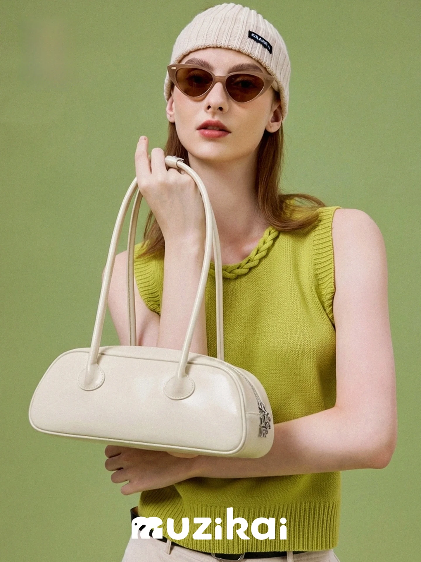 

MuziKai Women's Large Capacity Underarm Bag Fashionable Spring Summer New Style Soft Handle Single Shoulder Bag Pure Color