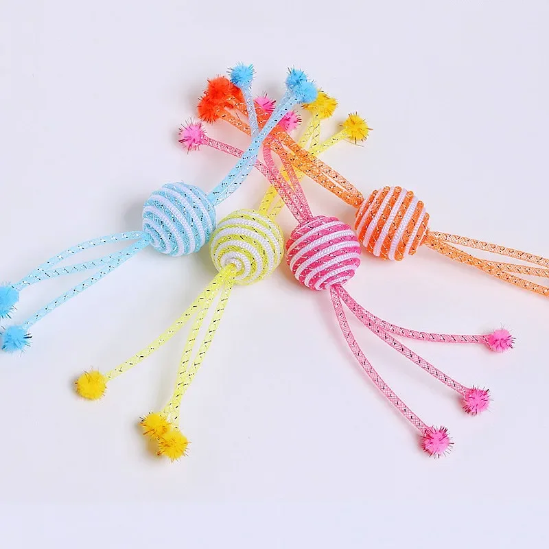 

Cat Toy Rope Ball Cat Toys Interactive Self-hi Plush Ball Cats Toy with Bell Funny Net Balls Toys for Cats Teasing Pet Products