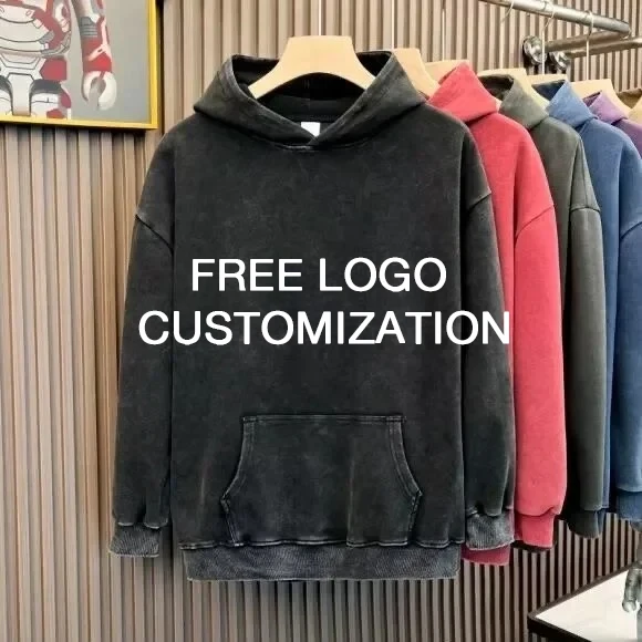 360G القطن الخالص مقنعين البلوز النمط الأمريكي خمر بلون فضفاض صالح مقنعين البلوز الرجال زوجين سترة شعار مجاني