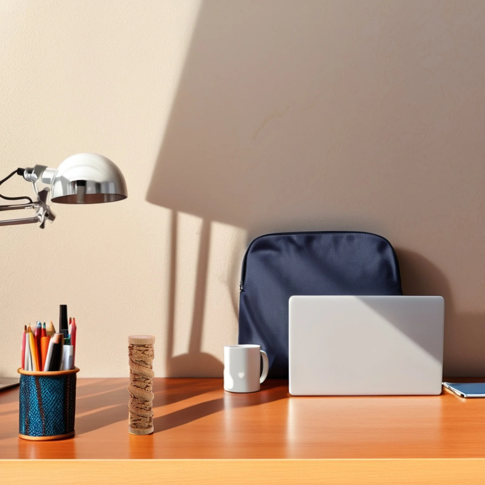 

Intricately Carved Wooden Dragon Pillar Desk Ornament Unique Cylindrical Sculpture for Home Office Feng Shui Decor