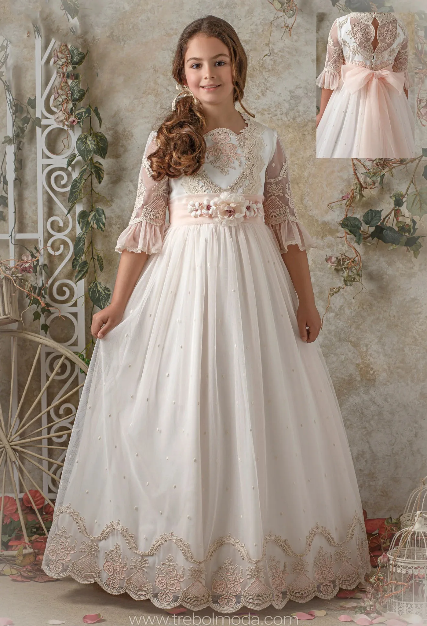 Personalizado elegante vestidos da menina de flor para o casamento rendas apliques 3d floral clássico princesa festa aniversário quinceanera vestido