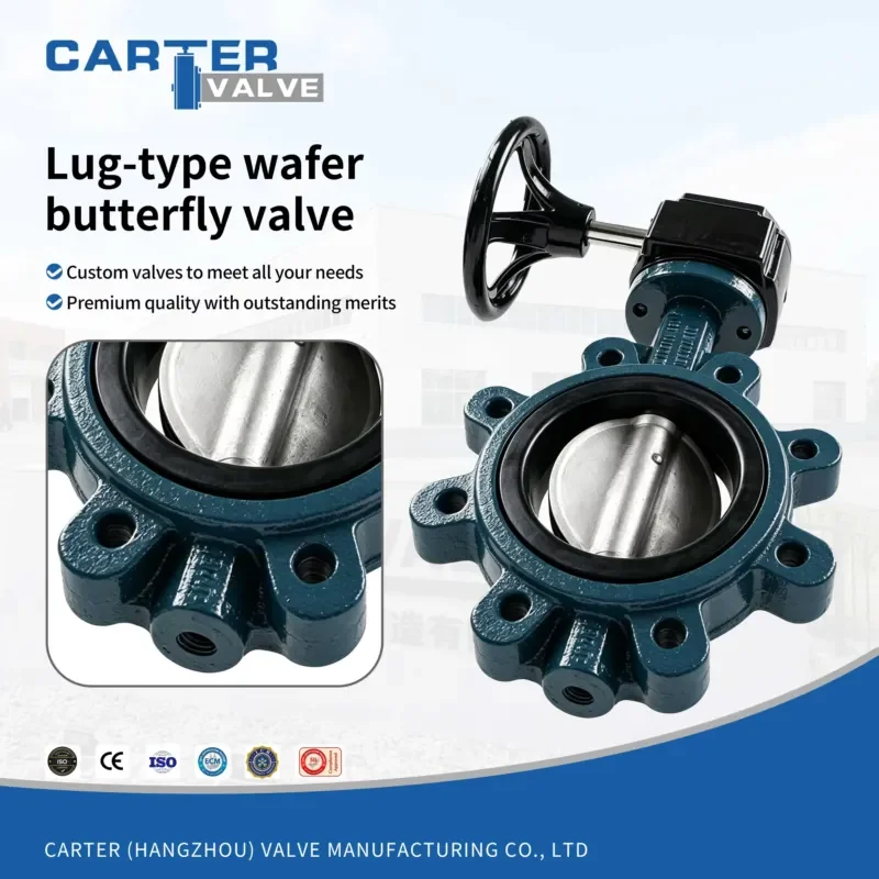 

Lug Wafer Butterfly Valve, Carbon Steel WCB, Lug Wafer Connection, Manual Worm Gear Drive, Concentric Structure, OEM