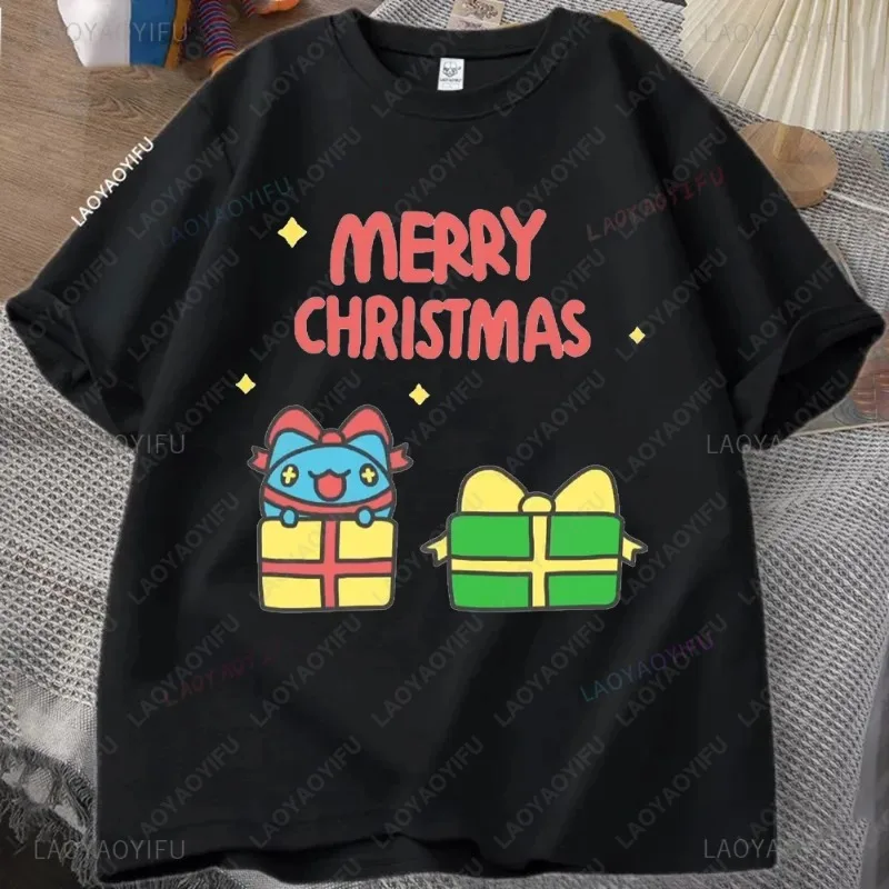 

Kawaii Bugcat Capoo Cotton T-Shirt Merry Christmas Shirt Casual Men Women Camisetas Cute Funny Lovers' Clothes Harajuku Tee Tops