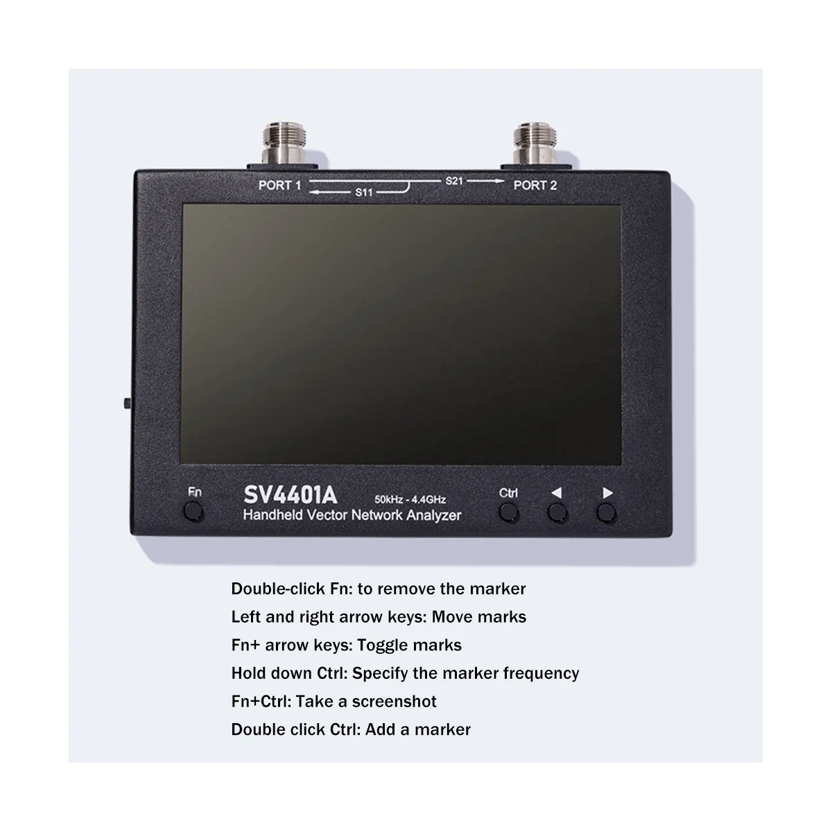 Vector Network Analyzer 7 Inch Touch LCD SV4401A 50KHz -4.4GHz HF VHF UHF Antenna Analyzer Of NanoVNA VNA Black