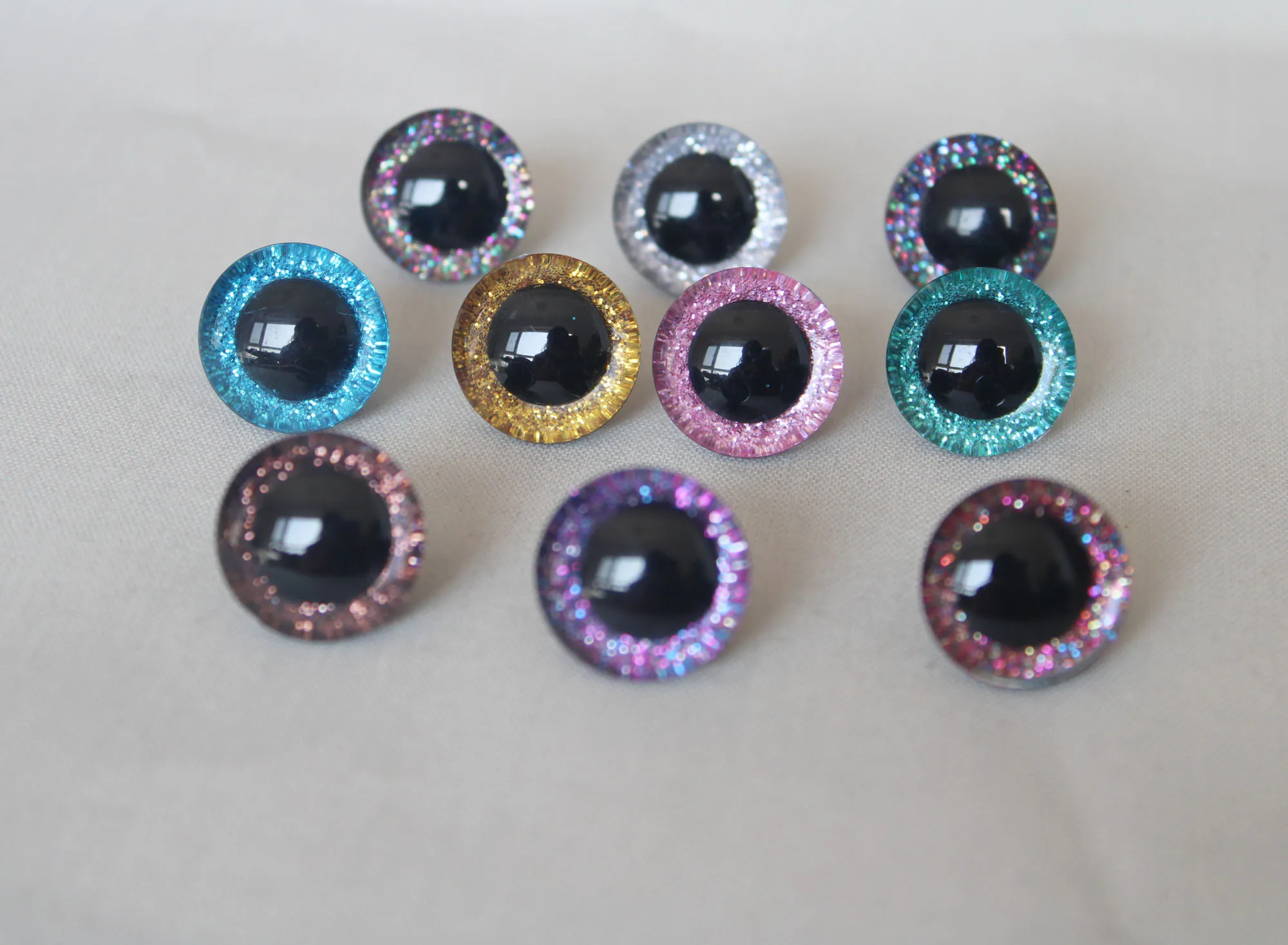 new 20pcs--N10-9-12-14-16-20-24-30-35mm 3D  glitter toy eyes + washer for woolen diy plush  doll color option