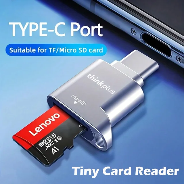 Czytnik kart pamięci Lenovo Thinkplus USB C Type-C Micro SD Mini Metalowy Adapter TranFlash Czytnik Kart TF do Telefonów z Portem Type C
