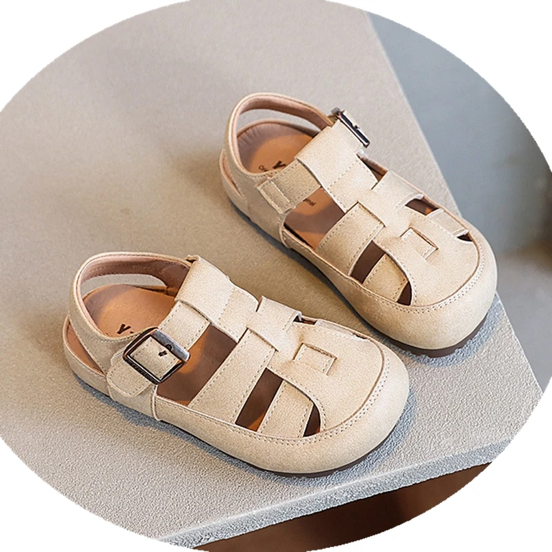 Brand 2025 Fashion Gladiator Sandals For Boys Girls,Solid Closed Toe Soft Hollow Sneakers Sandals For Toddler,Kids Strap Shoes