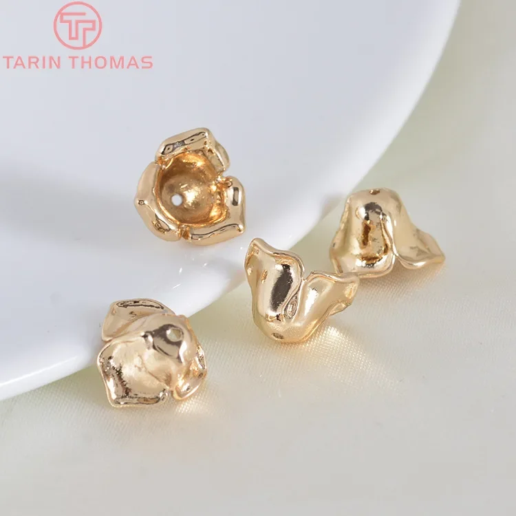 (3145)10 pezzi 10x7MM 24K Color oro placcato ottone rosa fiore perline Caps accessori per gioielli fai da te di alta qualità