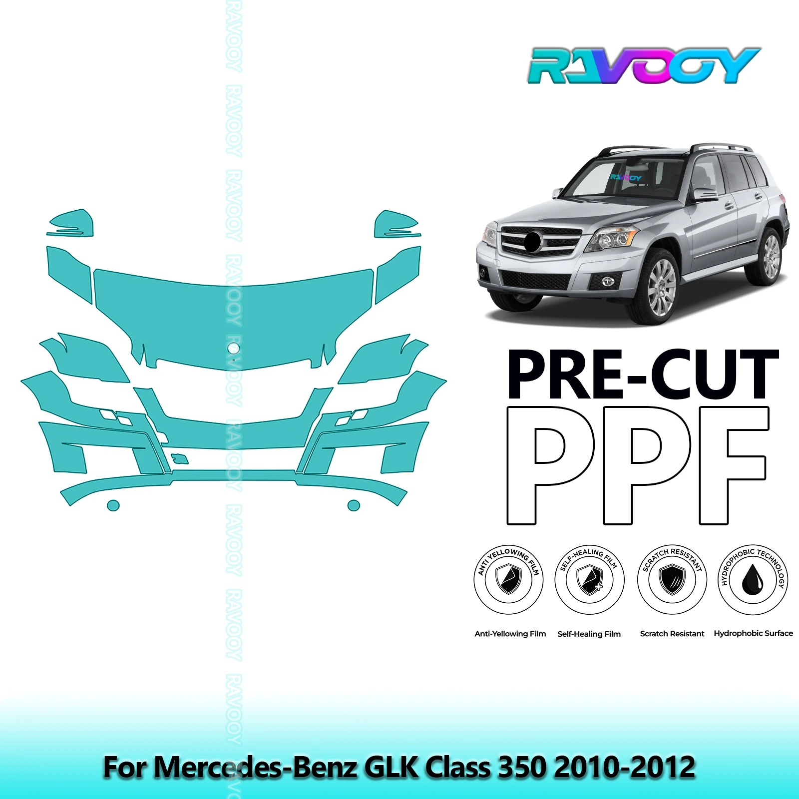 

Car Front Kit Clear Bra Precut PPF Paint Protection Film For Mercedes-Benz GLK Class 350 2010-2012