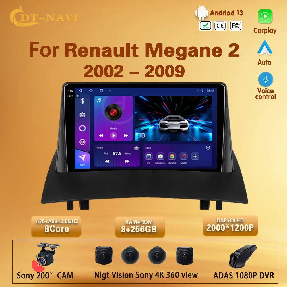 

Android Car Radio carplay For Renault Megane 2 2002 - 2009 Multimedia Video Player Navigation Stereo GPS WIFI 4G No 2din DVD