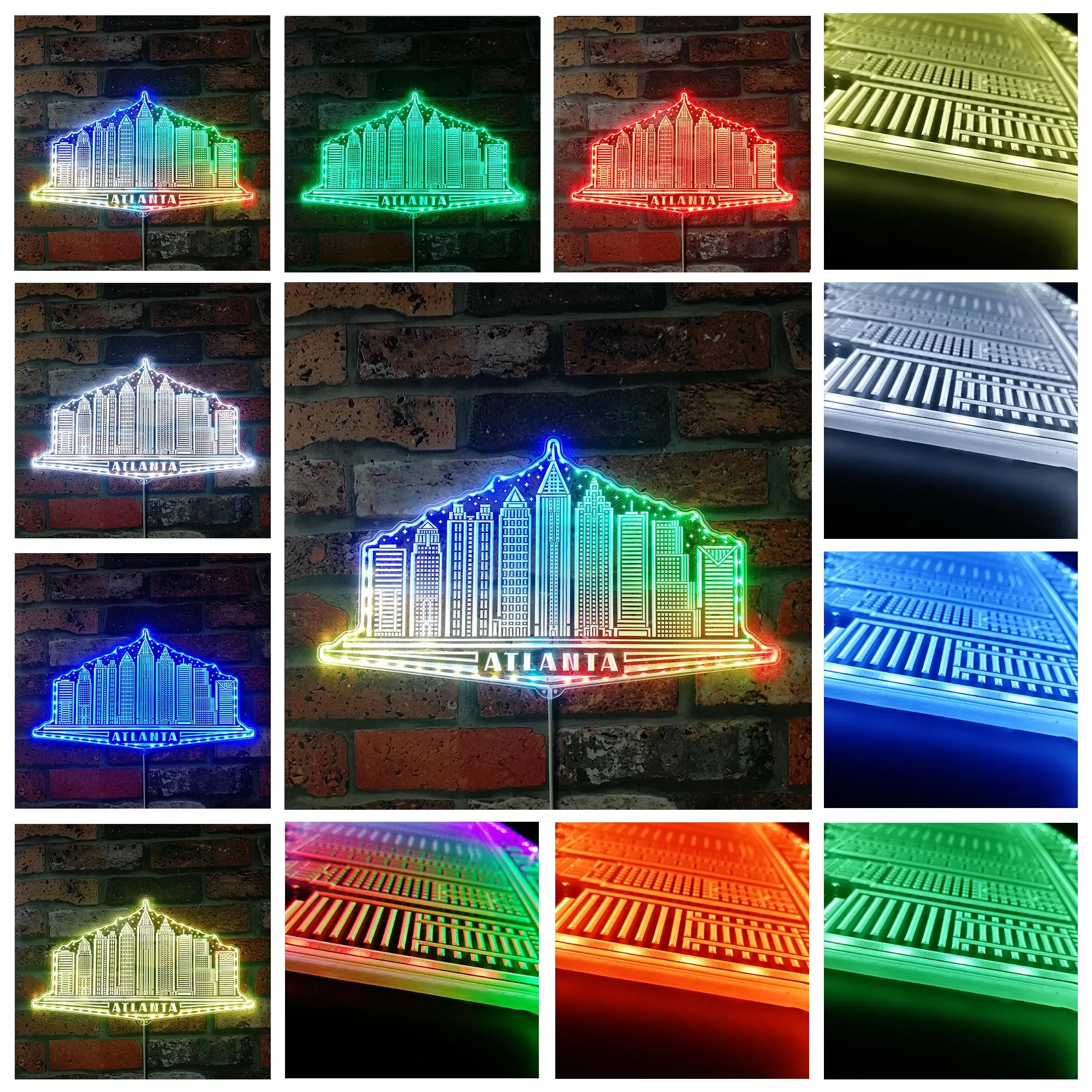 Atlanta Georgia USA Skyline Silhouette RGB Dynamic Glam LED Sign st06-fnd-i0106
