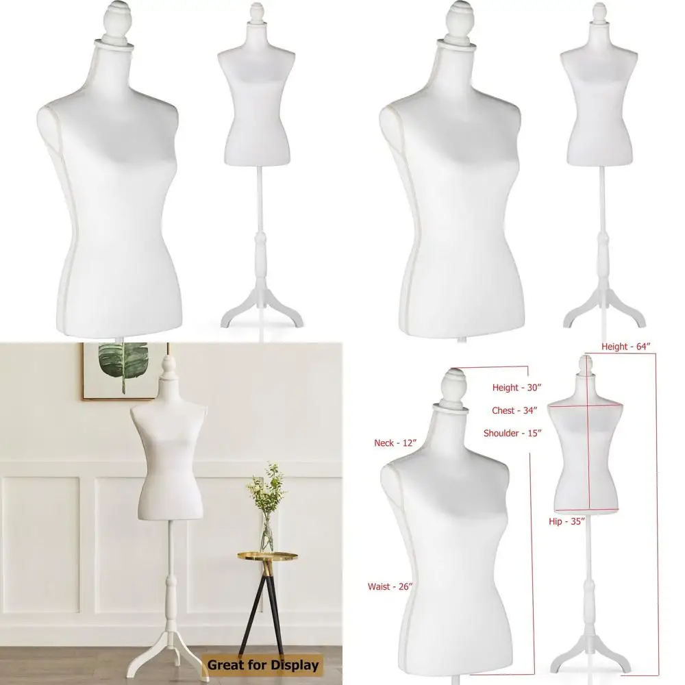

Adjustable Height White Mannequin Body with Tripod Stand for Clothing Display