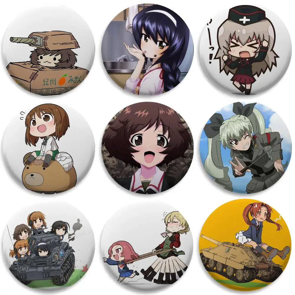 

Kawaii Anime Girls Und Panzer Badges Round Exquisite Badge Brooches Creative Pins For Clothes Hat Backpack Gift Accessories