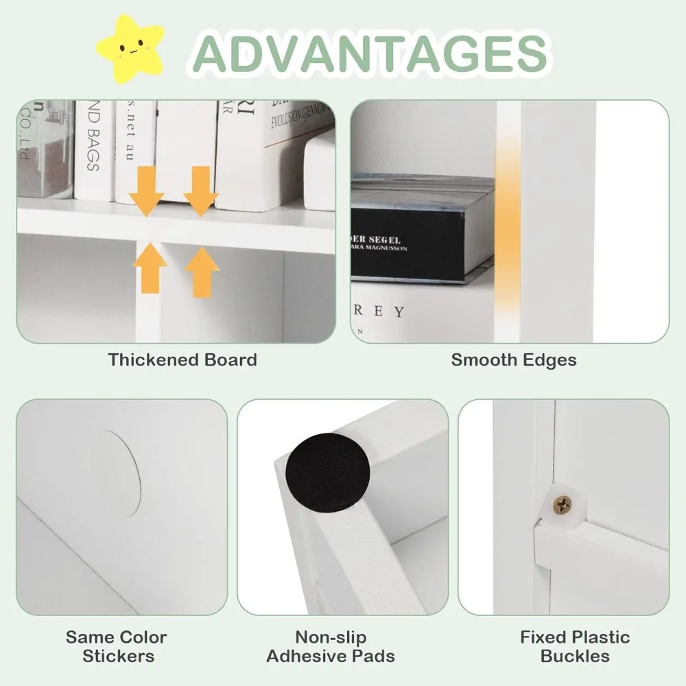 5 Cube Kids Toy Storage Organizer, 2-Tier Wooden Cabinet Rack for Books Toys, Open Bookshelf for Playroom