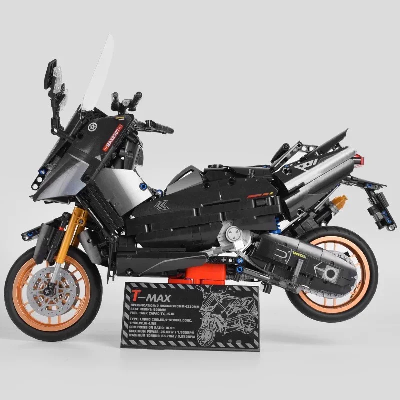 1:5 Technical Series สีดํารถจักรยานยนต์ Building Block เหยียบมอเตอร์ไซด์จักรยานเสือภูเขารุ่นอิฐของเล่นสําหรับของขวัญวันเกิดเด็ก MOC