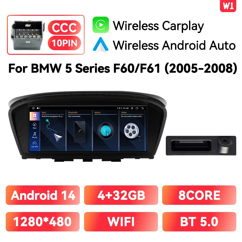 XONRICH Draadloze CarPlay Andorid 14 Autoradio Voor BMW 5 Serie E60 E61 E63 E64 E90 E91 E92 CCC CIC Multimedia GPS 4G Wifi Navi