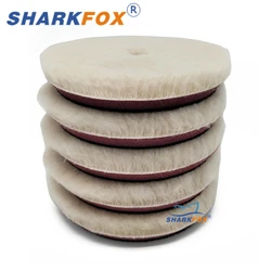 Sharkfox 5Inch/6Inch Beige Wool Pad High Density Lambs Woollen Polish buffing Pad Wool Polishing Pad for Car Polisher