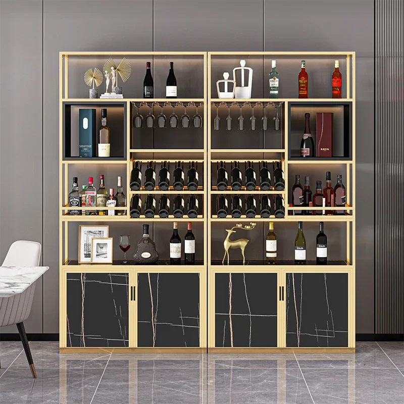 

Storage Salon Display Wine Cabinets Bar Liquor Shelf Metal Bottle Wine Racks Club Buffet Holder Barra De Vino Home Furniture