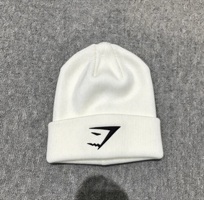 2026 Unisex Ribbed Knitted Cuffed Beanie Simple Abstract Shark Pattern Printed fabric Winter Warm Hat Daily Sports Head Caps