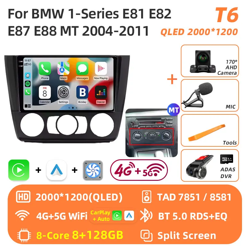 Jundof Android 16 Autoradio Voor BMW 1 Serie E81 E82 E87 E88 OP 2004-2012 GPS Navigatie DSP Carplay IPS Multimedia Serero Auto