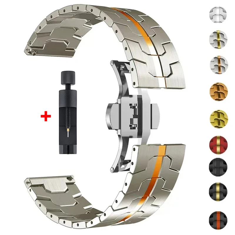 22mm Titanium Color Strap For Huawei Watch 4/3 Pro GT4/3Pro 46mm Stainless Steel Band For Amazfit GTR 4/3/2 47mm Balance Correa