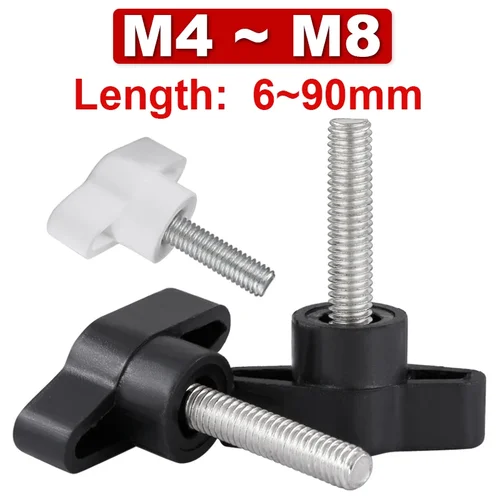 Tornillos de mano con cabeza de goma de plástico, Mango en T, perilla galvanizada, Perno Z, mango mecánico, M4, M5, M8 (2 ~ 5 M6), blanco y negro