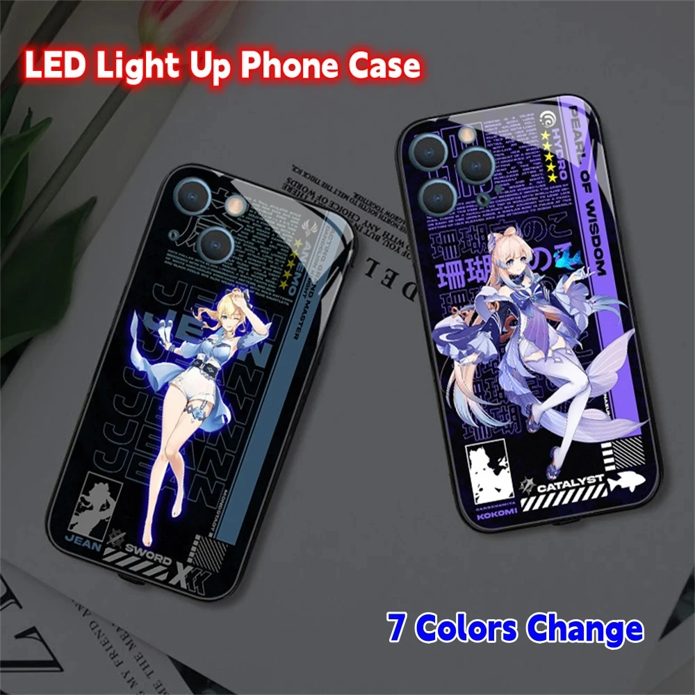 

Super Anime Role Luminous Flash Phone Case For iPhone 14 13 12 11 Pro Max X XS XR 6 7 8 Plus SE 2020 LED Call Light Glass Cover