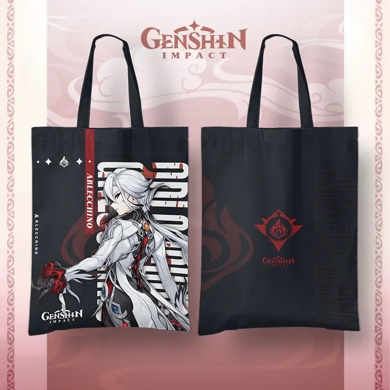 Game Genshin Impact Arlecchino Alhaitham Navia Xianyun Lynette Lyney Freminet Xiao Canvas Cosplay Anime Shoulder Shopping Bags