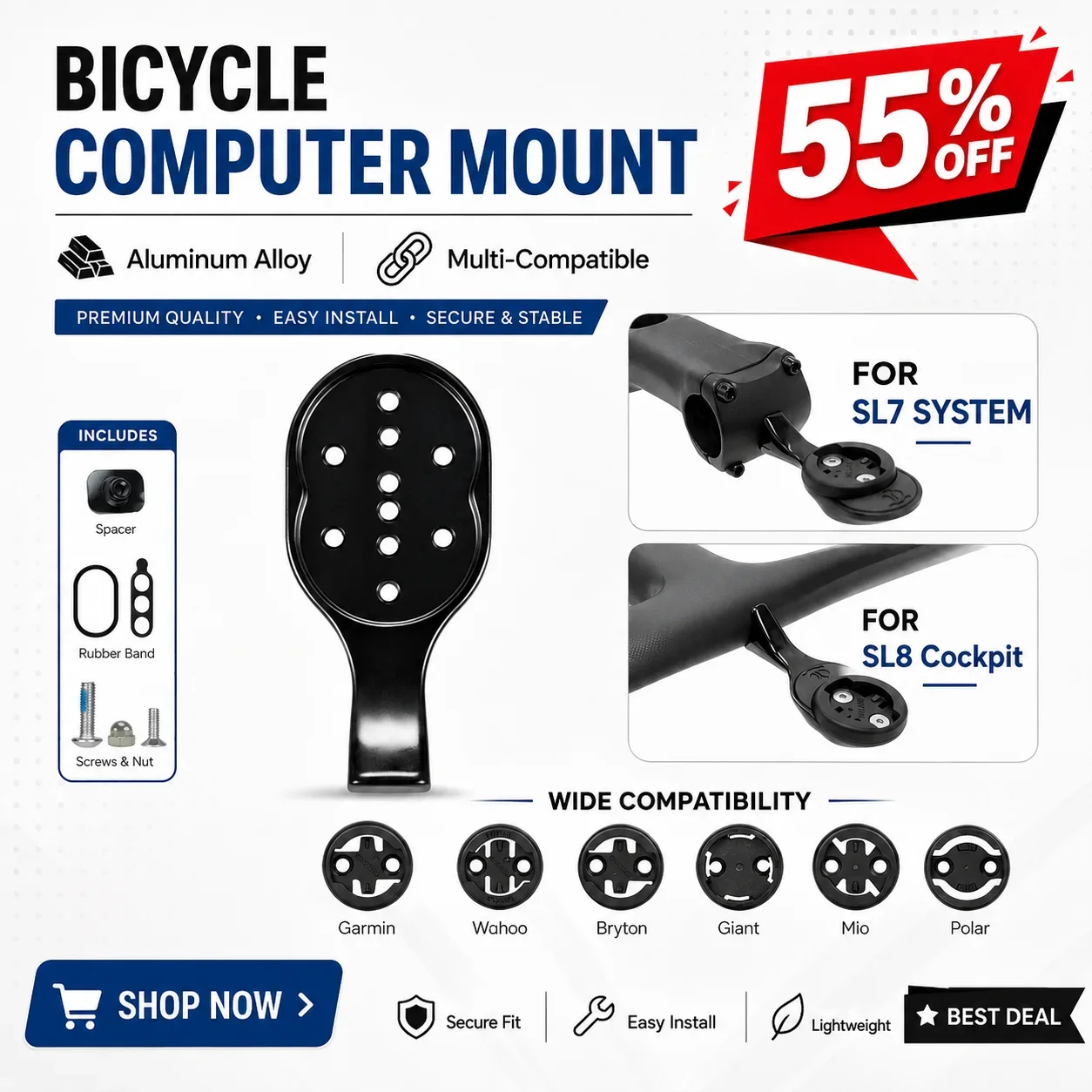 AliExpress NONE CNC Aluminum Bike Computer Mount for SL7 Stem SL8 Cockpit Garmin Wahoo Bryton Camera Light Bracket