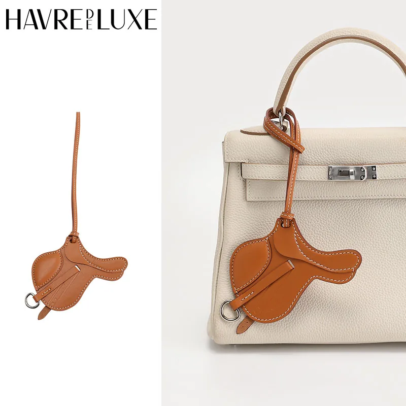 Leather Bag Charm For Hermes Bags Saddle Pendants Cute Car KeyChain Luxury Handmade Genuine Cowhide Bag Accessories