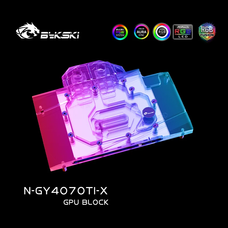 ชุดระบายความร้อนด้วยน้ำสำหรับการ์ดจอ Bykski สำหรับ GALAX GeForce RTX 4070 Ti, ชุดระบายความร้อนด้วยน้ำแบบกำหนดเองสำหรับการ์ดจอ, หม้อน้ำแบบครอบคลุมเต็มรูปแบบ
