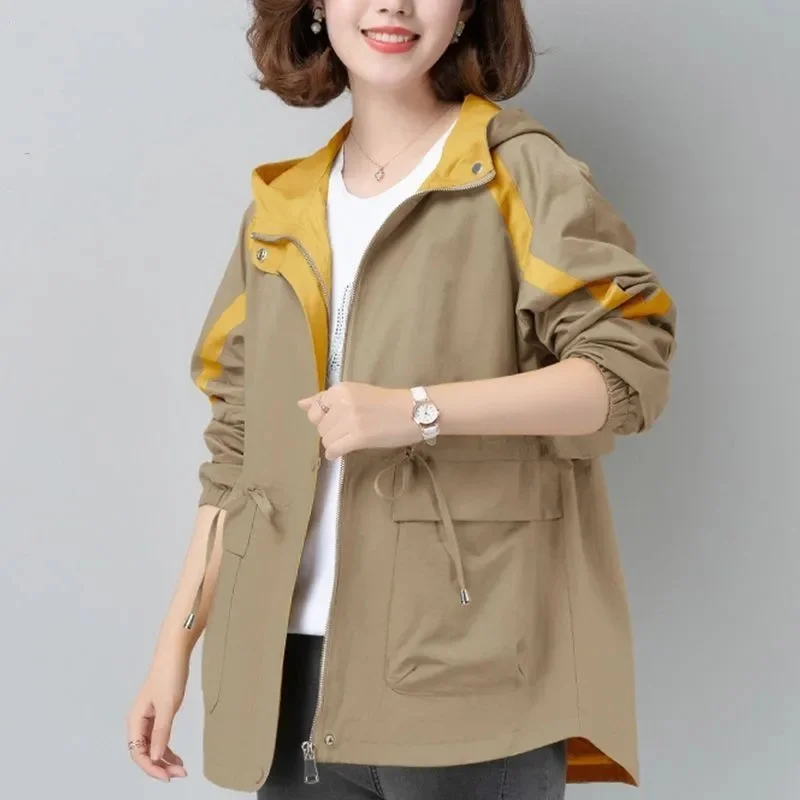 Casual Hooded Coat For Women's Middle-Aged Long Section in Spring and Autumn Of 2023 Middle-Aged Mother Relaxed Waist M1066