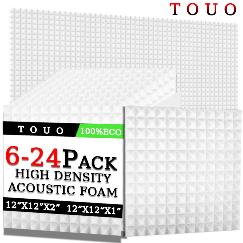 

TOUO 6/12/24 Pcs Pyramid Acoustic Foam Sound Insulation Sound Absorbing Treatment Soundproof Wall Panels Ktv Acoustic Treatment