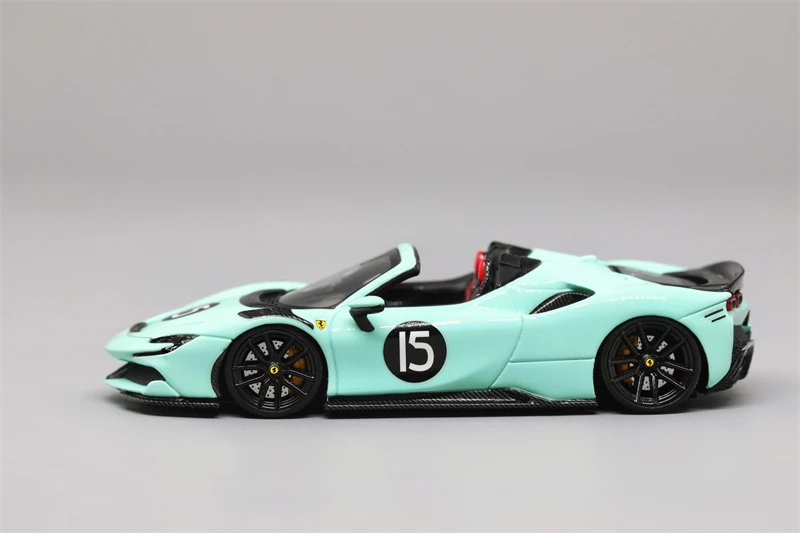 U2 1:64 SF90 Spider Novitec Baby Blue Resin Model Car