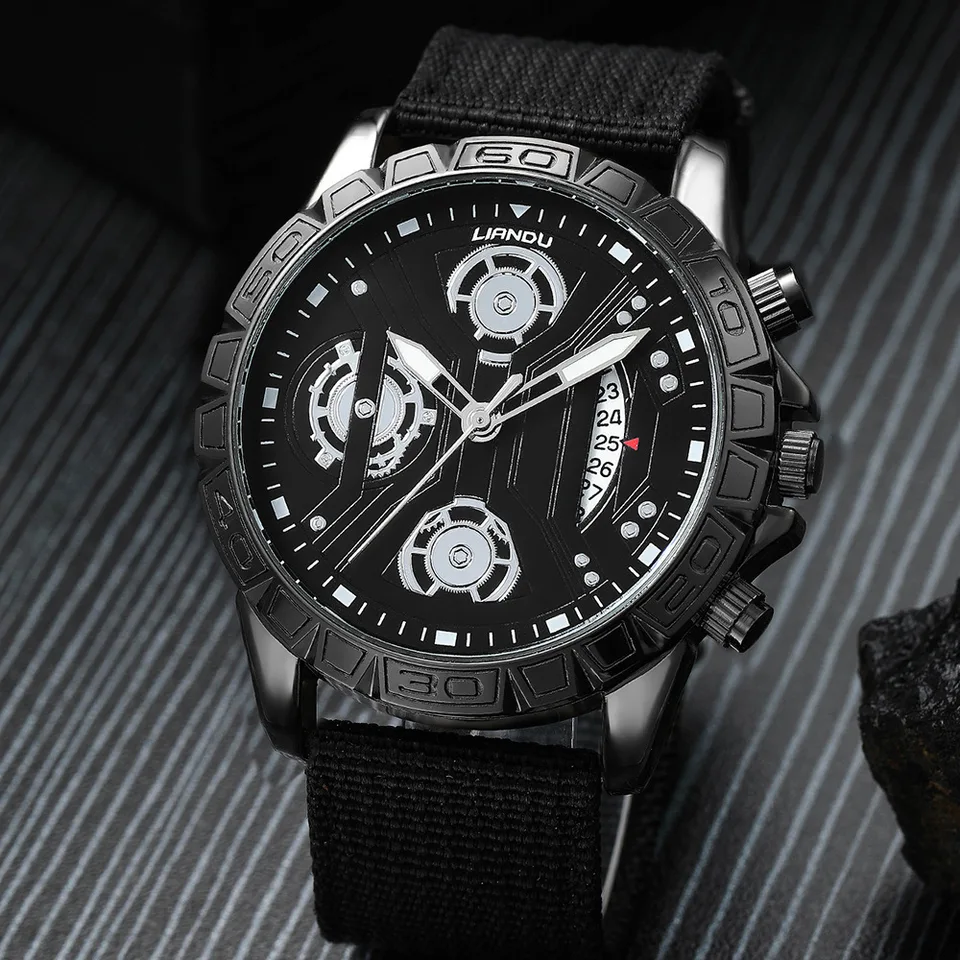 Fashion Men Watches Bracelet Sets LIANDU Luxury Nylon Band Quartz 