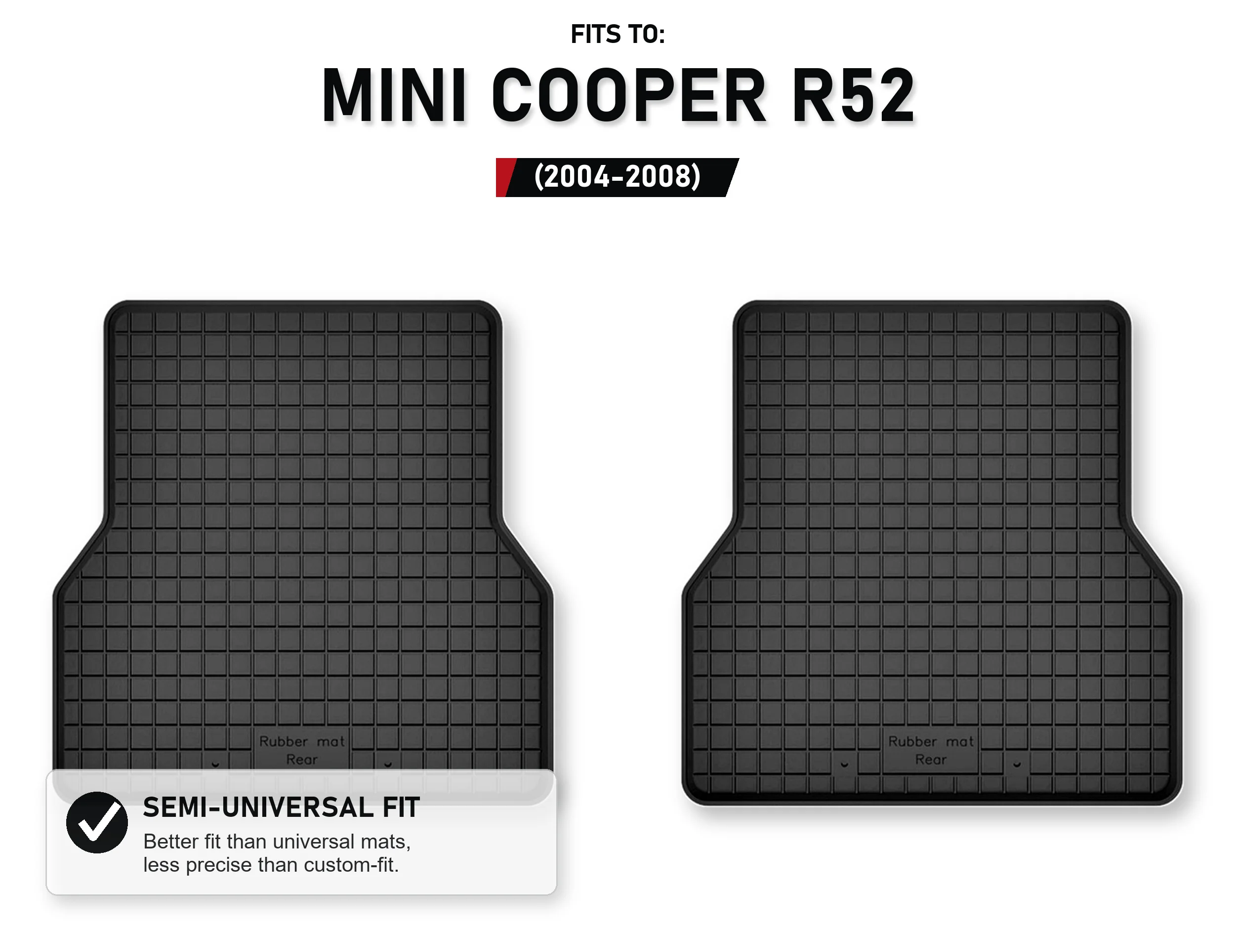 Rubberen bakmatten achteraan voor: Mini Cooper R52 2004-2008, 2 stuks