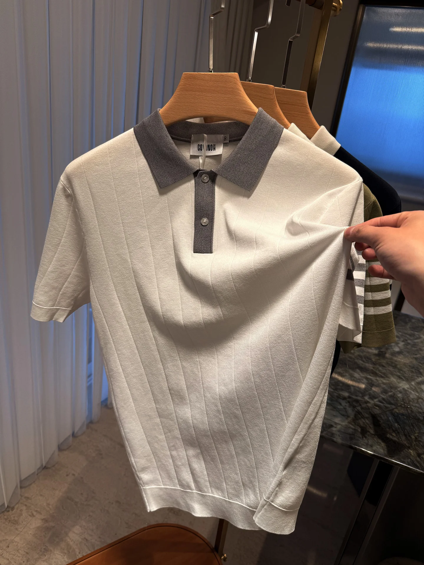 

Мужская трикотажная рубашка Ele And Haome из шелка и хлопка, весна-лето, тонкая, комфортная, приятная к телу, с воротником, короткий рукав