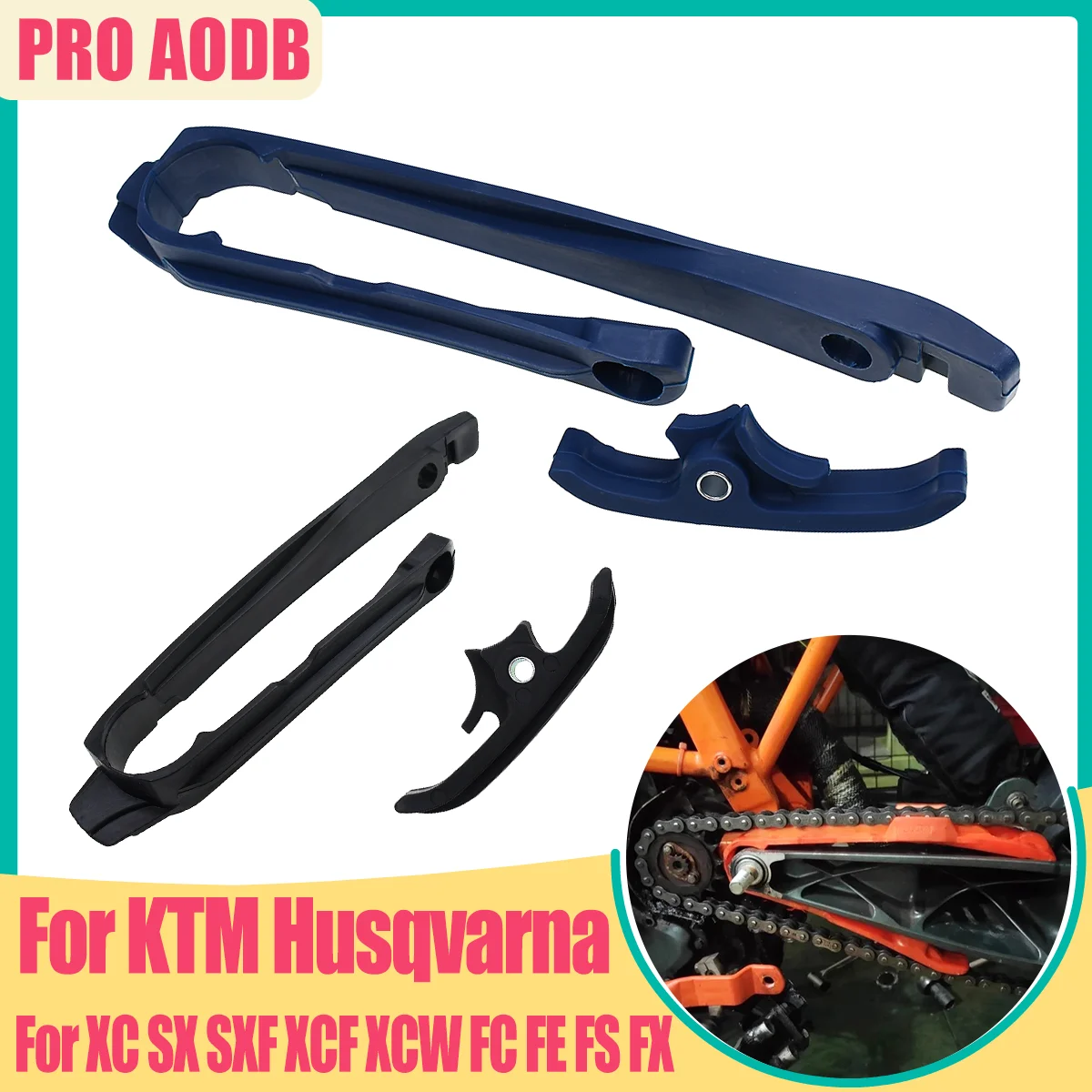 

For KTM XC SX SXF Husqvarna FC 250 350 450 FE 250 350 FS 450 FX 350 TC TE Motocross Chain Slider Guard Swingarm Guide