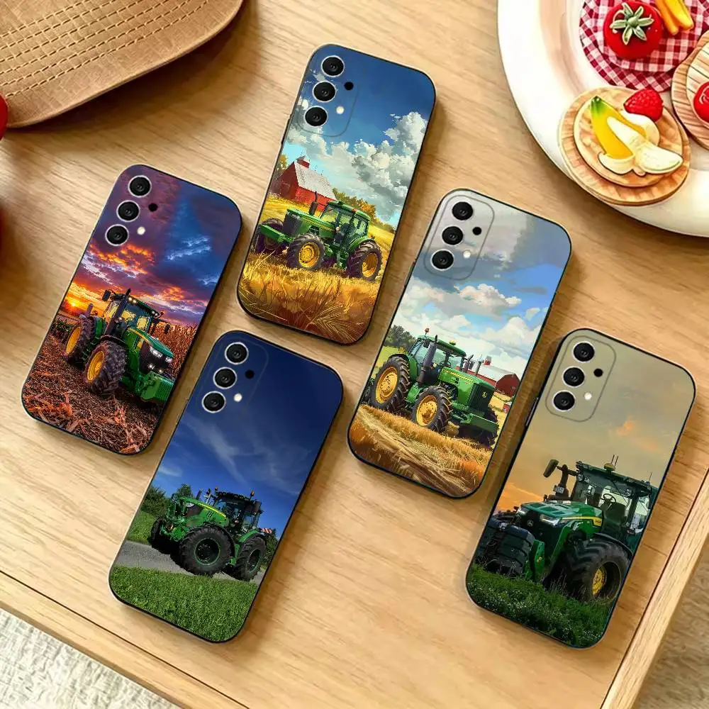 Tractor farm Fashion Black Silicone Protective Phone Cover, Suitable for Samsung S20-S26,Ultra,Plus,FE,Lite,5G
