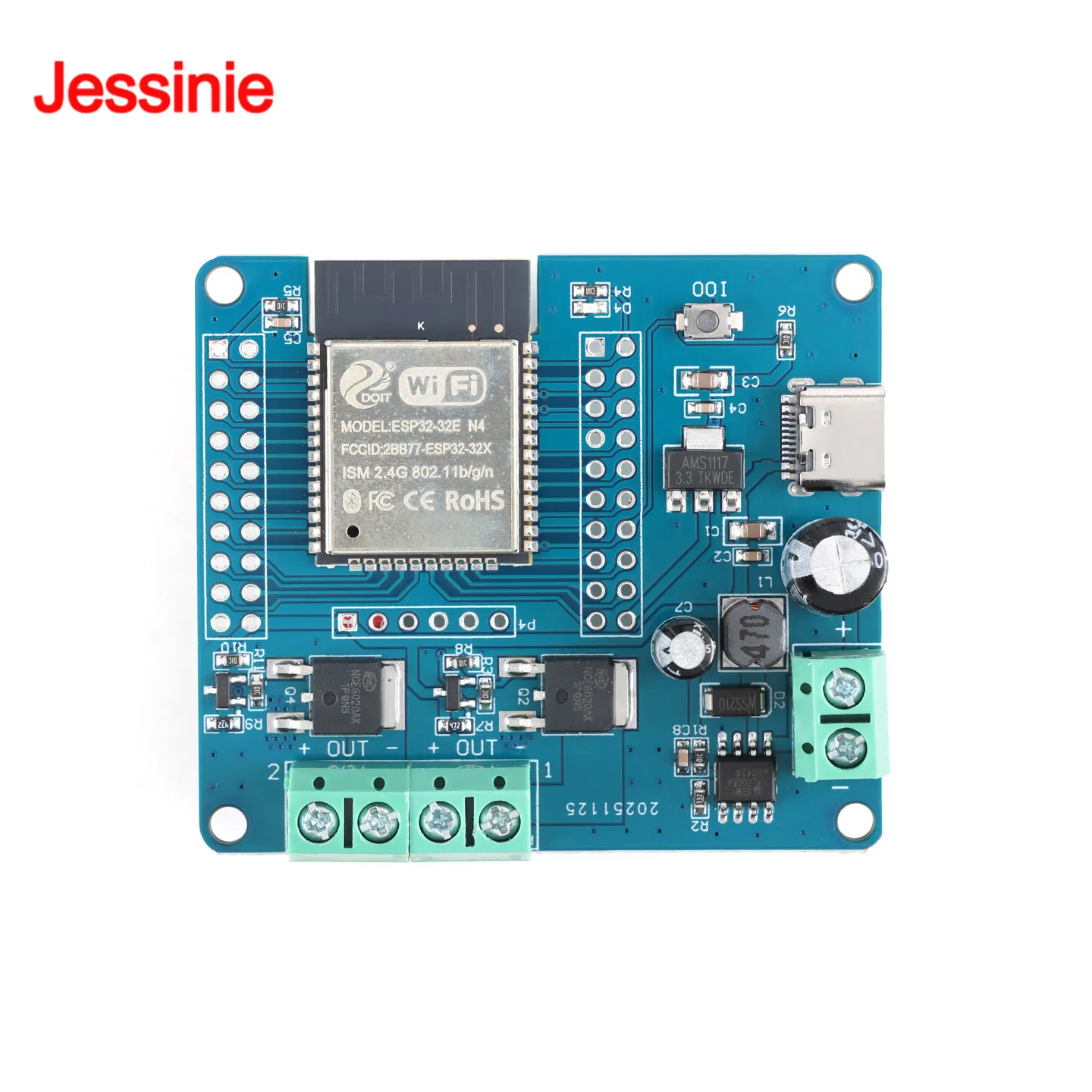 2 Way/4 Way MOS Switch Module Onboard ESP32-32E Module WIFI Bluetooth-compatible Development Board Type-C DC 5-60V Dual/Quad