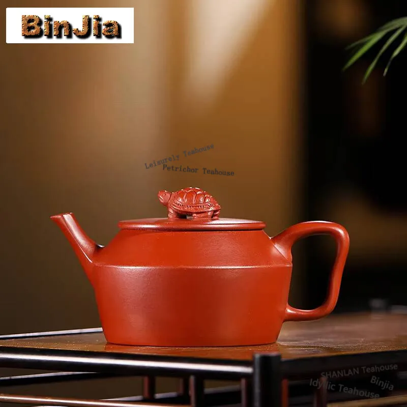

190ml Yixing Purple Clay Teapots Master Handmade Longevity Turtle Pot Raw Ore Dahongpao Mud Kettle With Strainer Zisha Tea Set