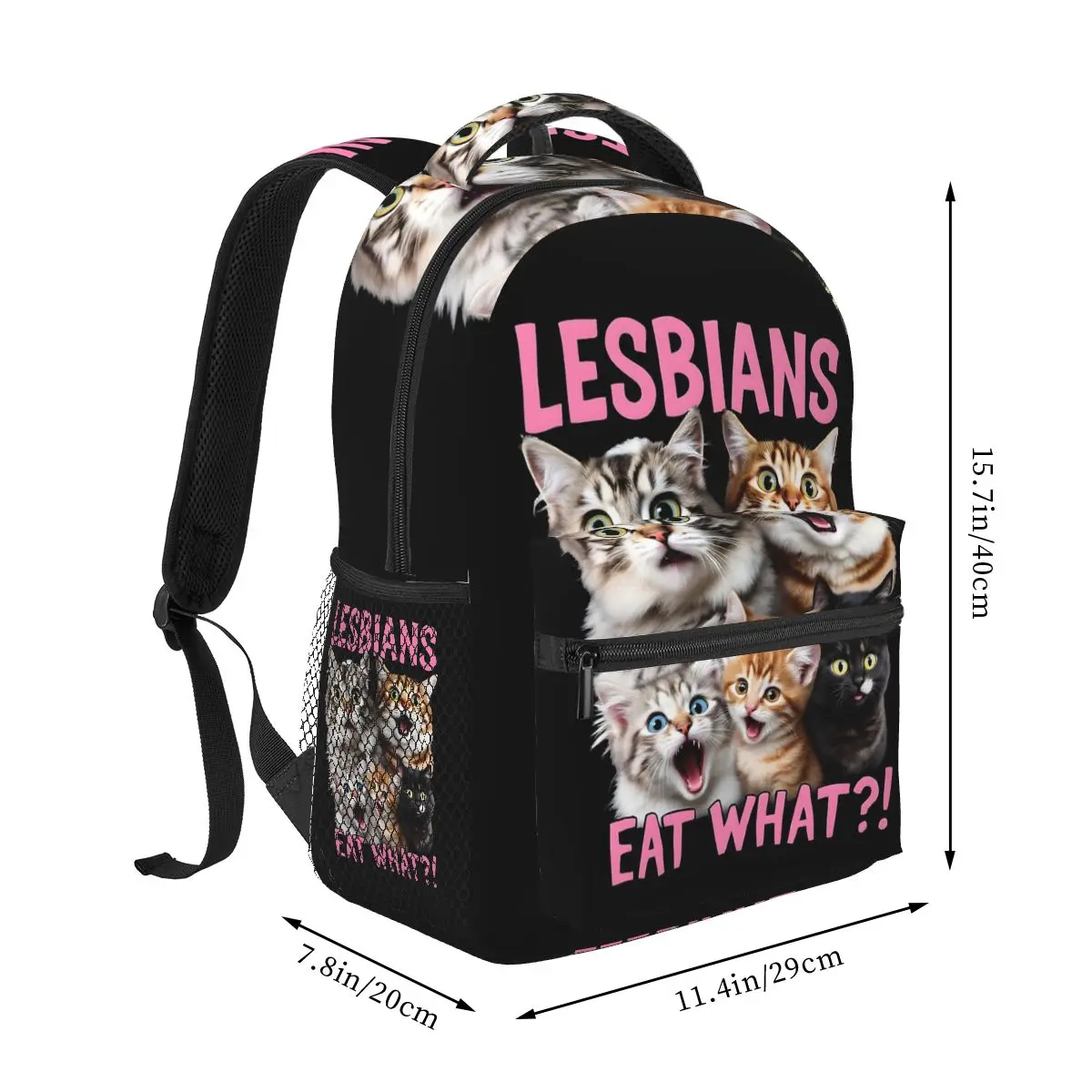 Lesbians Eat What Funny Cat Lovers Meme Humor Backpack Hot Sale Daypack Kids BookBag School Bag Shoulder Bags for Men Women