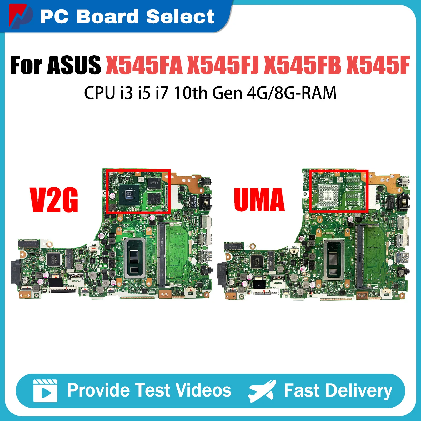 

X545F Notebook Mainboard For ASUS Vivobook 15 X545FA X545FJ X545FA X545FB Laptop Motherboard with i3 i5 i7 10th CPU 4GB