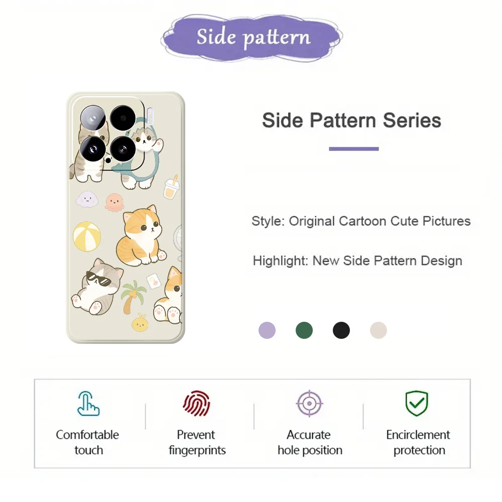 Leuke Kat Patroon Telefoon Case Voor Xiaomi Mi 15 Ultra Mi 14T 13T 12T 11T Pro Siliconen Cover Voor Xiaomi Mi 13T Pro 11t Pro Gevallen