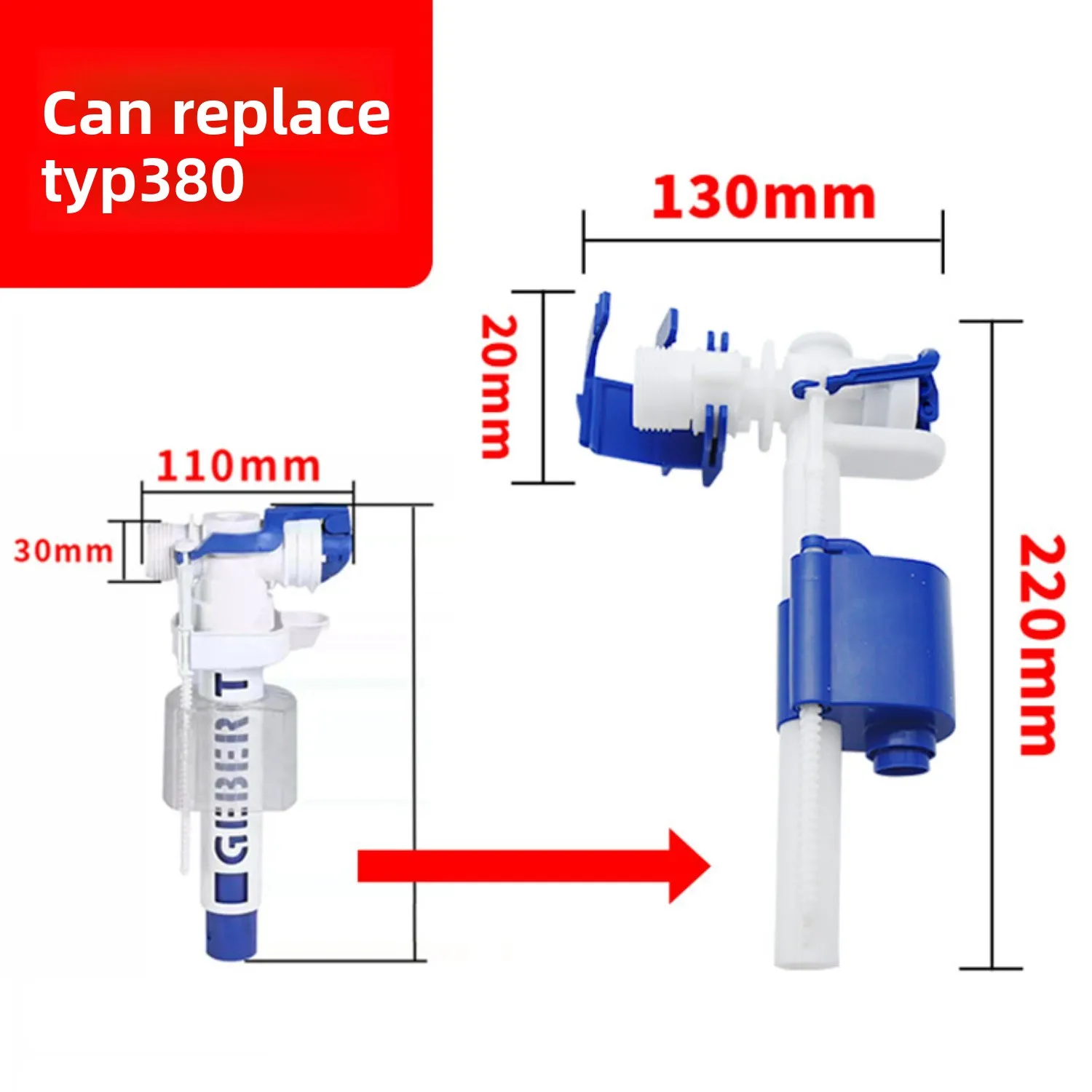 

Toilet Tank Parts Fill Valve Flush Valve Compatible with GEBERIT typ380 Water Inlet Outlet Valve Replacement