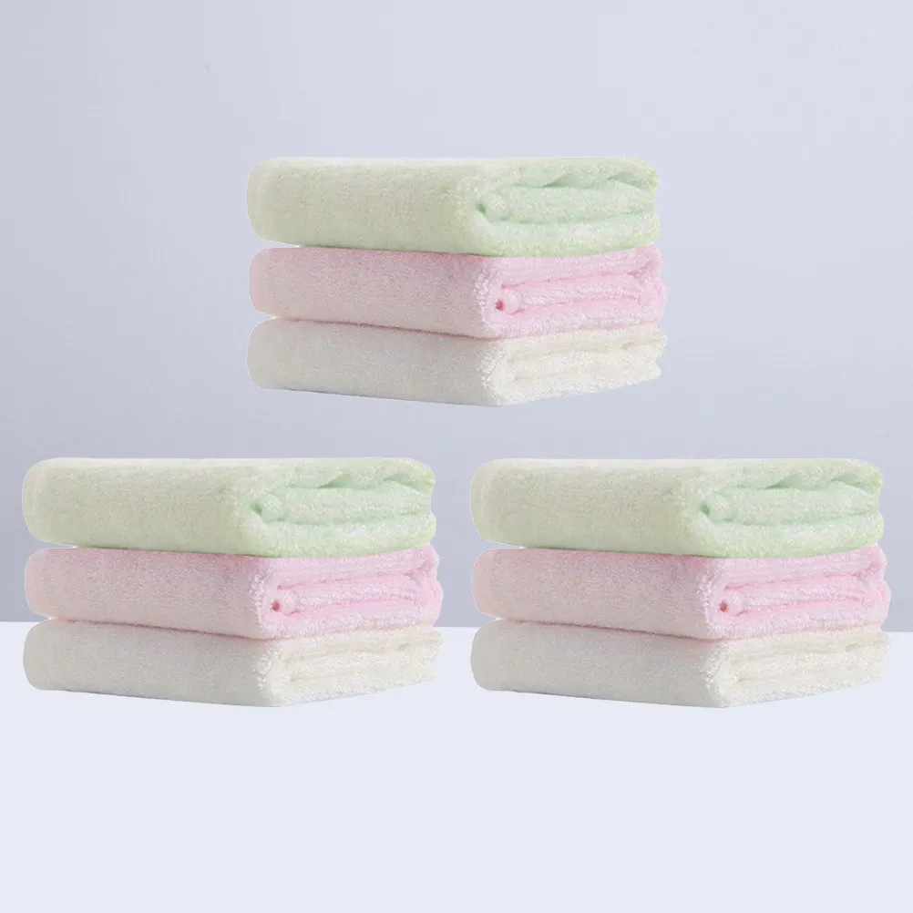 9Pcs Premium Bamboo Fiber Baby Washcloths Square Face Towels Newborn Towel Set Reusable Soft Hypoallergenic Absorbent for Drool